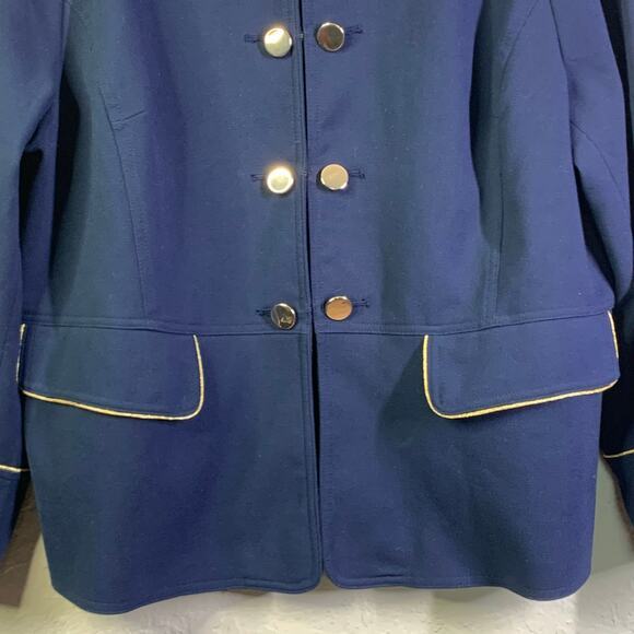 CHICO'S Blazer Military Sargent Pepper Hidden Hook Eye Closure Gold Piping Trim - Picture 6 of 15